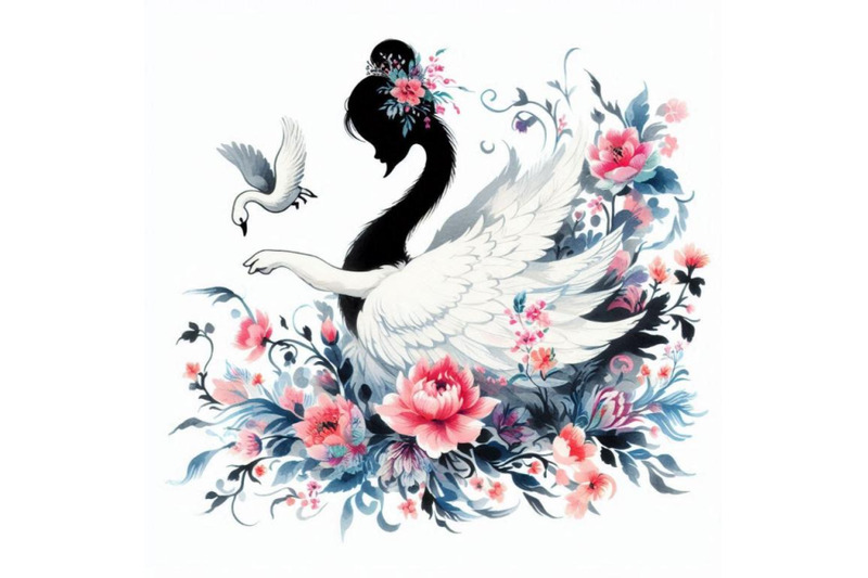 graceful-hand-drawn-baby-swan-princess-gliding-through-a-garden-of-flo