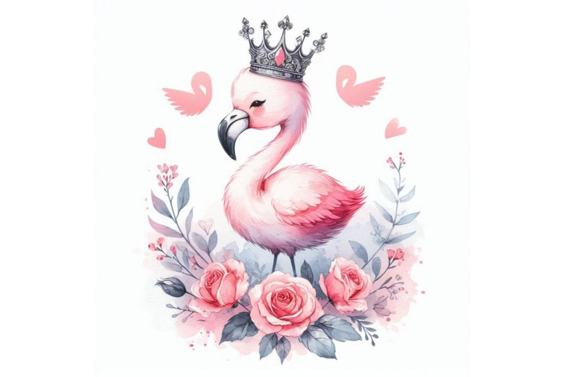 adorable-hand-drawn-baby-flamingo-princess-wearing-a-crown-of-roses