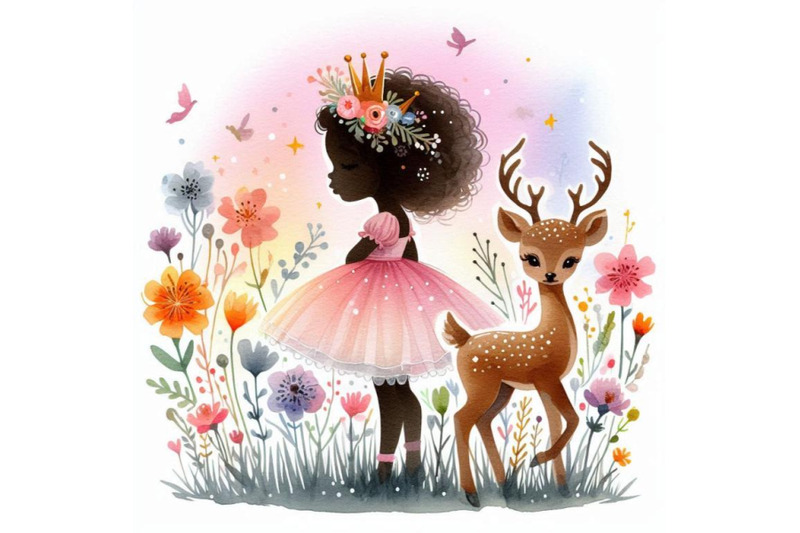 sweet-hand-drawn-baby-deer-princess-standing-in-a-meadow-of-colorful-f