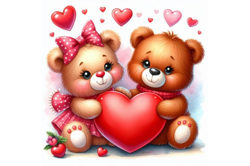 two-teddy-bears-holding-a-large-red-heart