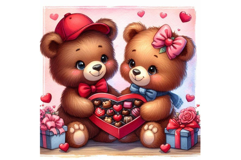 teddy-bears-sharing-a-heart-shaped-box-of-chocolates