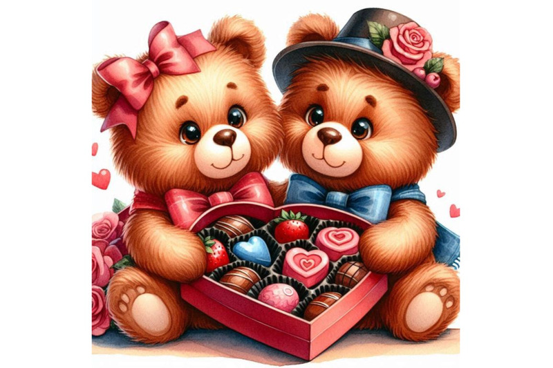 teddy-bears-sharing-a-heart-shaped-box-of-chocolates