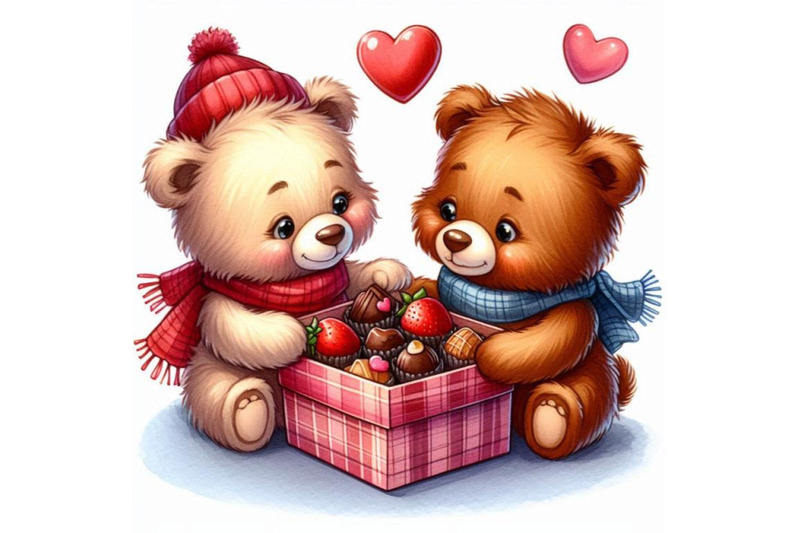 teddy-bears-sharing-a-heart-shaped-box-of-chocolates