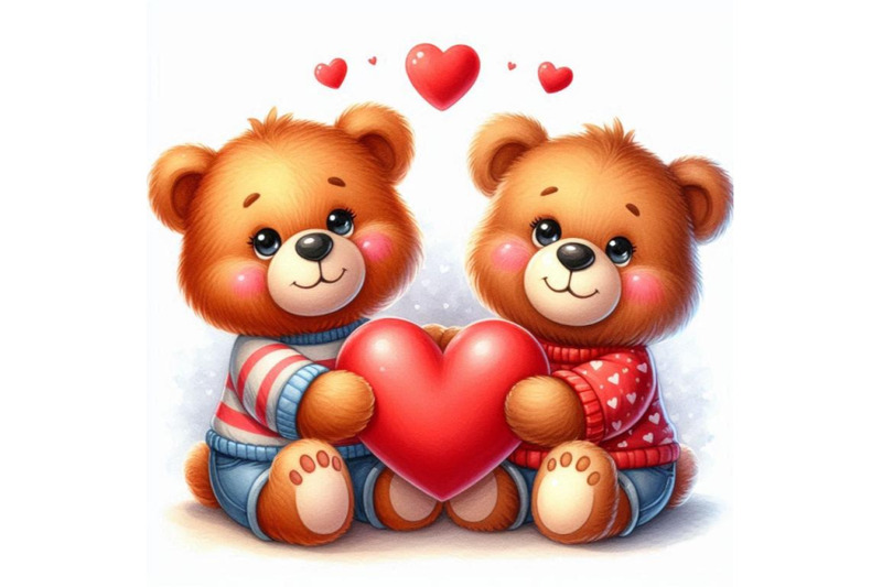 two-teddy-bears-holding-a-heart-together