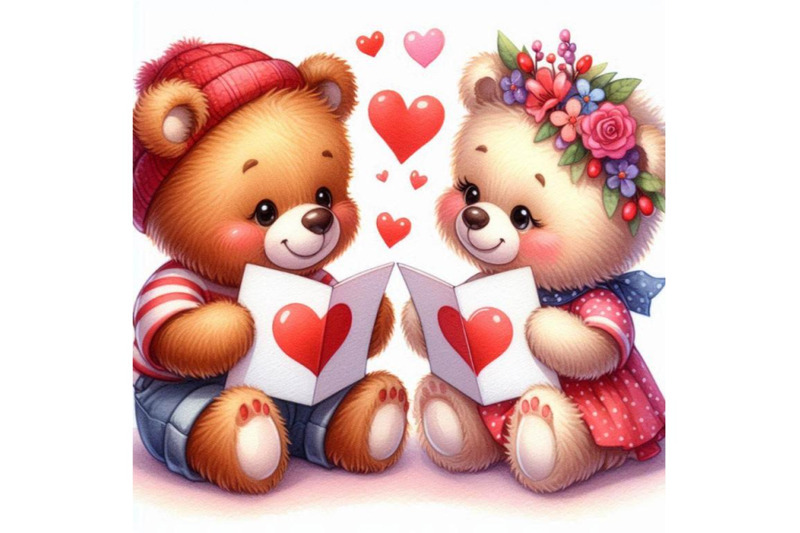 teddy-bears-exchanging-heart-shaped-cards