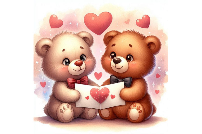 teddy-bears-exchanging-heart-shaped-cards