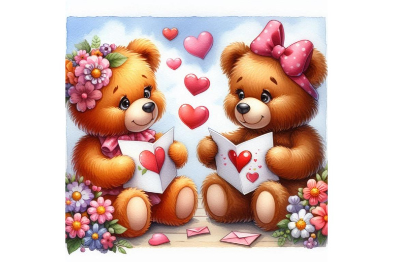 teddy-bears-exchanging-heart-shaped-cards