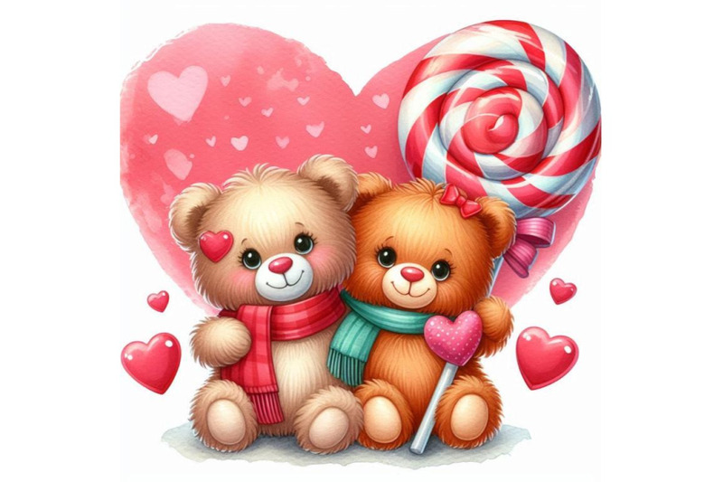 two-teddy-bears-holding-a-giant-heart-shaped-lollipop