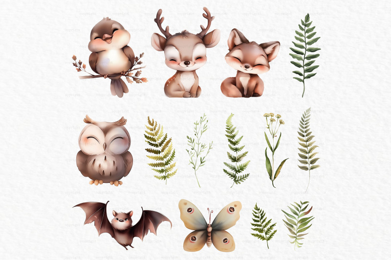 boho-woodland-animal-watercolor-clipart-png