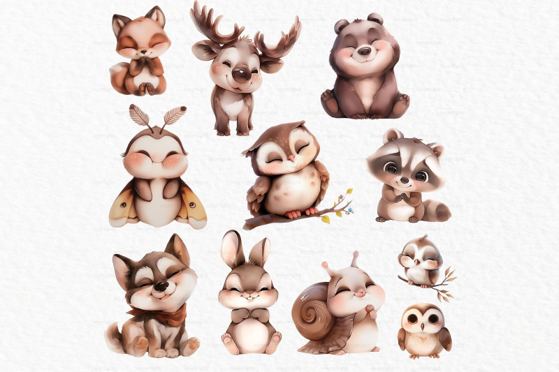 boho-woodland-animal-watercolor-clipart-png