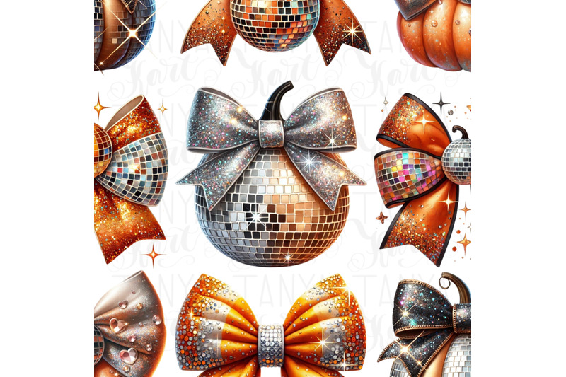 disco-ball-pumpkin-png-glitter-fall-aesthetic-print-pumpkin-bow-png