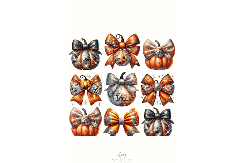 disco-ball-pumpkin-png-glitter-fall-aesthetic-print-pumpkin-bow-png