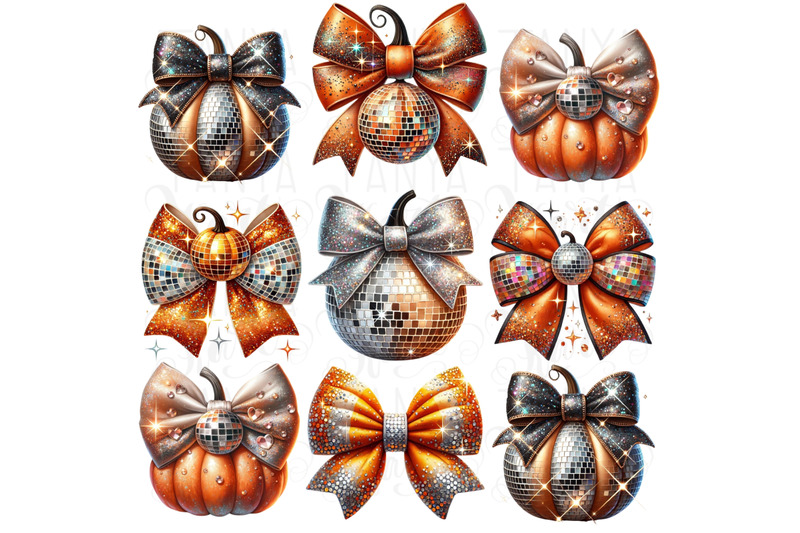 disco-ball-pumpkin-png-glitter-fall-aesthetic-print-pumpkin-bow-png