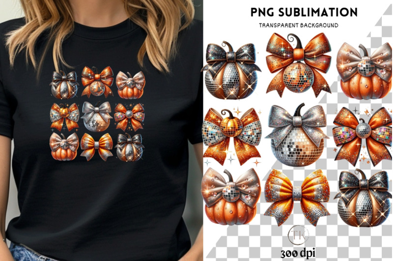 disco-ball-pumpkin-png-glitter-fall-aesthetic-print-pumpkin-bow-png