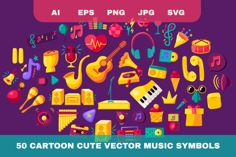 musical-party-symbols-cartoon-set