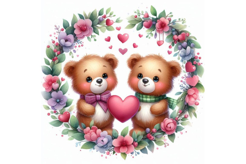 two-teddy-bears-holding-a-heart-shaped-wreath