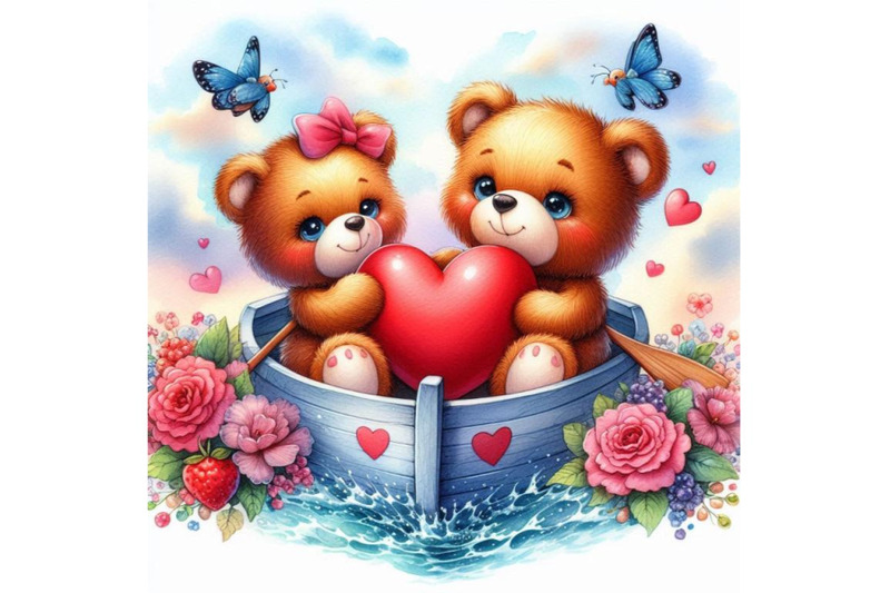 a-pair-of-teddy-bears-sitting-in-a-heart-shaped-boat