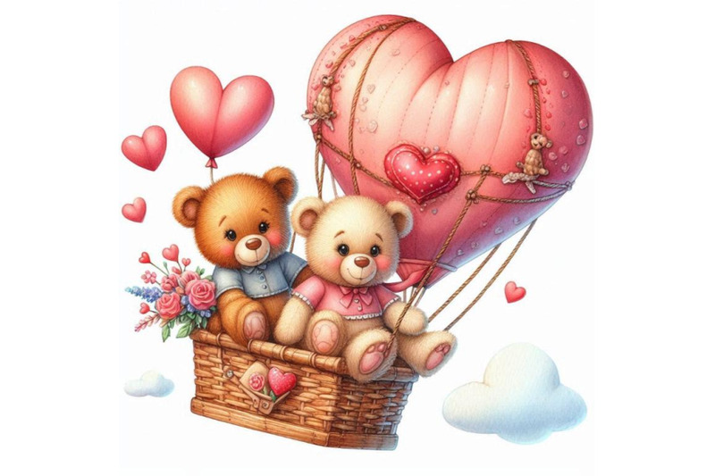 teddy-bears-riding-a-heart-shaped-hot-air-balloon