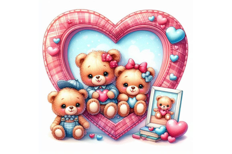 teddy-bears-sitting-inside-a-heart-shaped-photo-frame