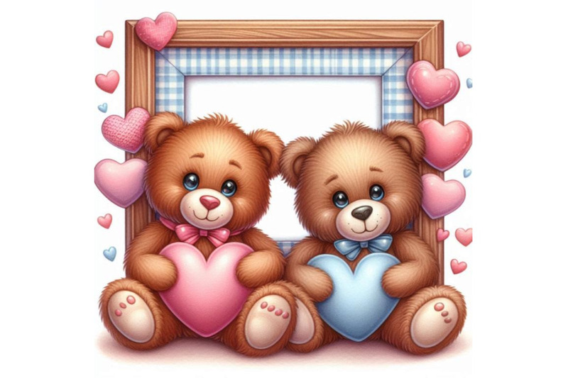 teddy-bears-sitting-inside-a-heart-shaped-photo-frame