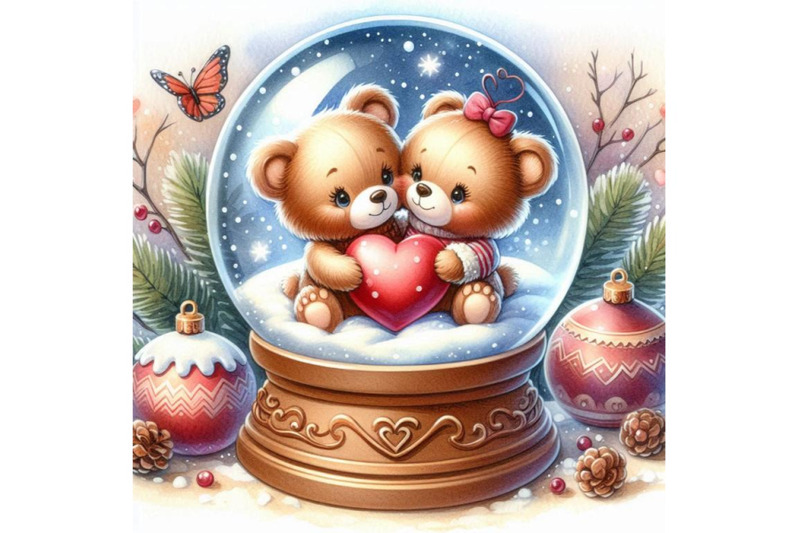 a-pair-of-teddy-bears-inside-a-heart-shaped-snow-globe