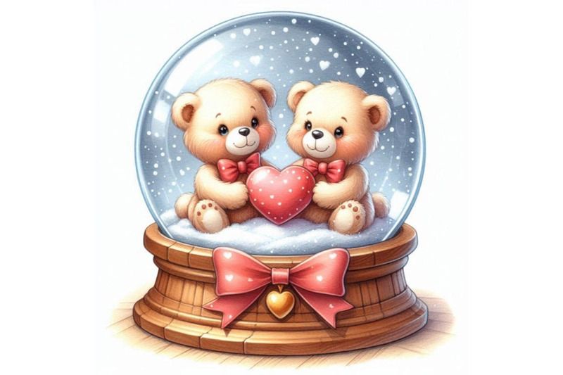 a-pair-of-teddy-bears-inside-a-heart-shaped-snow-globe