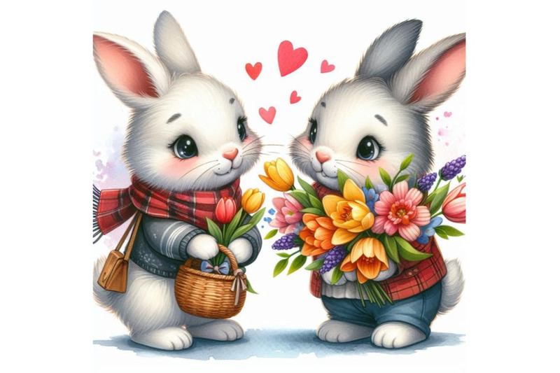 a-pair-of-bunnies-exchanging-flowers-on-valentines-day-watercolor-bac