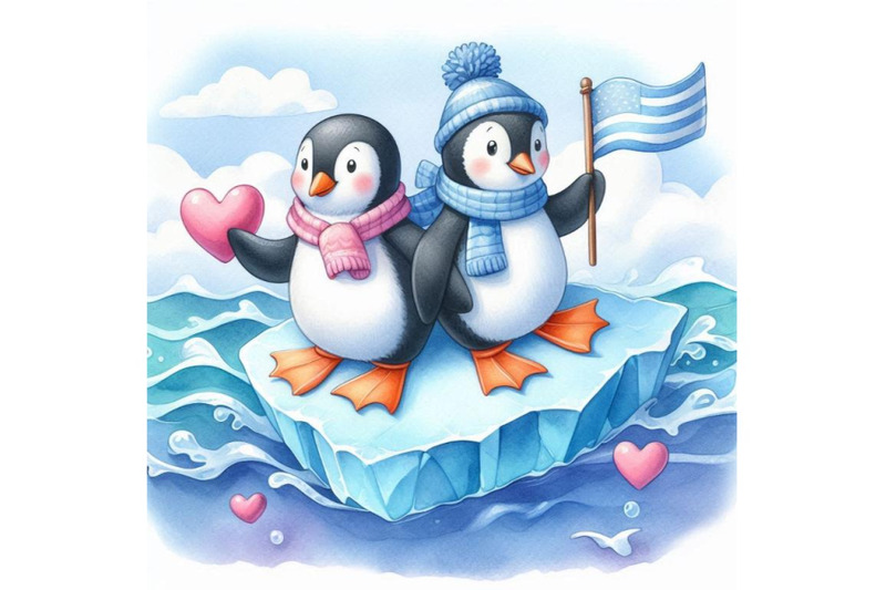 two-penguins-holding-flippers-on-a-heart-shaped-iceberg-watercolor-ba