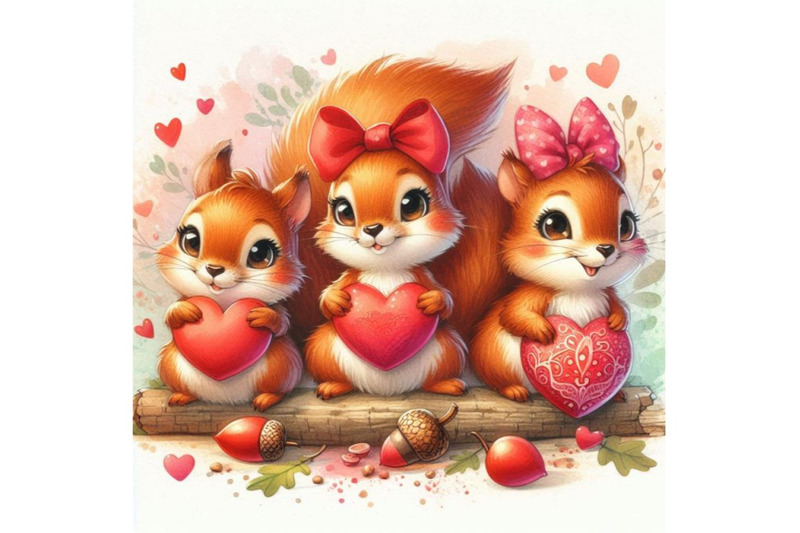 valentines-day-squirrels-holding-acorns-shaped-like-hearts-watercolor