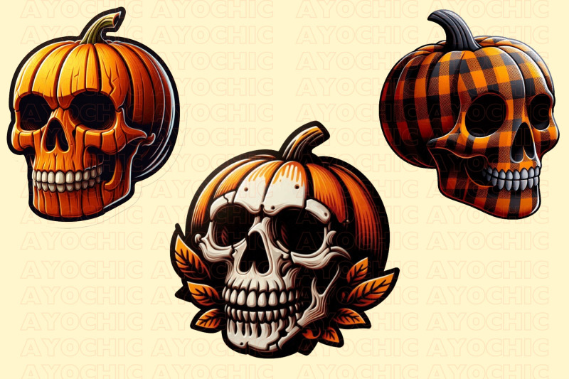 pumpkin-skull-halloween-clipart-bundle