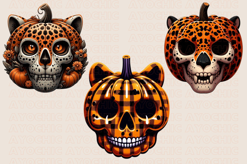 pumpkin-skull-halloween-clipart-bundle