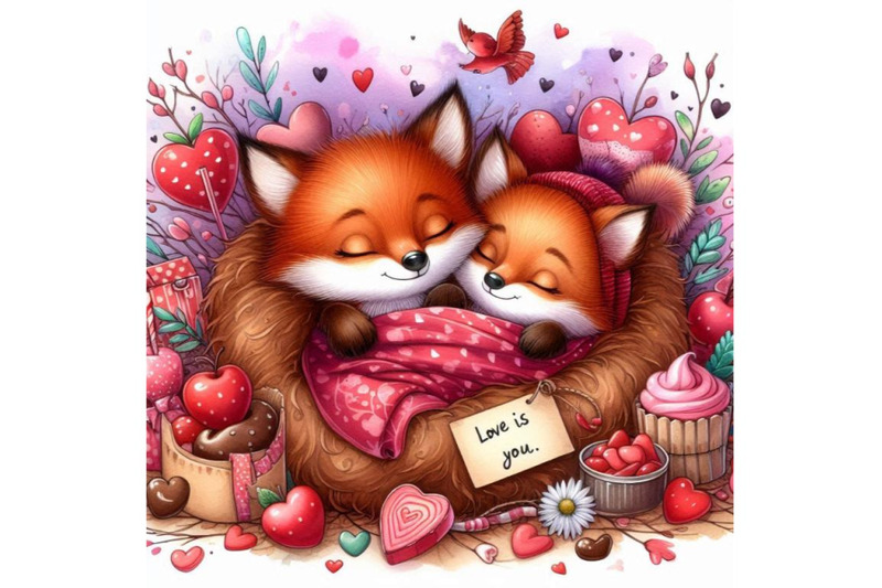 valentines-day-foxes-napping-together-in-a-cozy-burrow-watercolor-bac