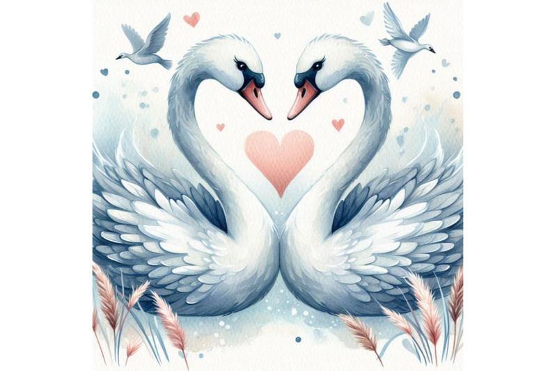 a-pair-of-swans-forming-a-heart-with-their-necks-watercolor-backgroun