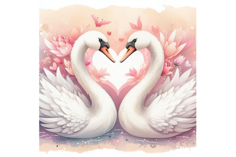 a-pair-of-swans-forming-a-heart-with-their-necks-watercolor-backgroun