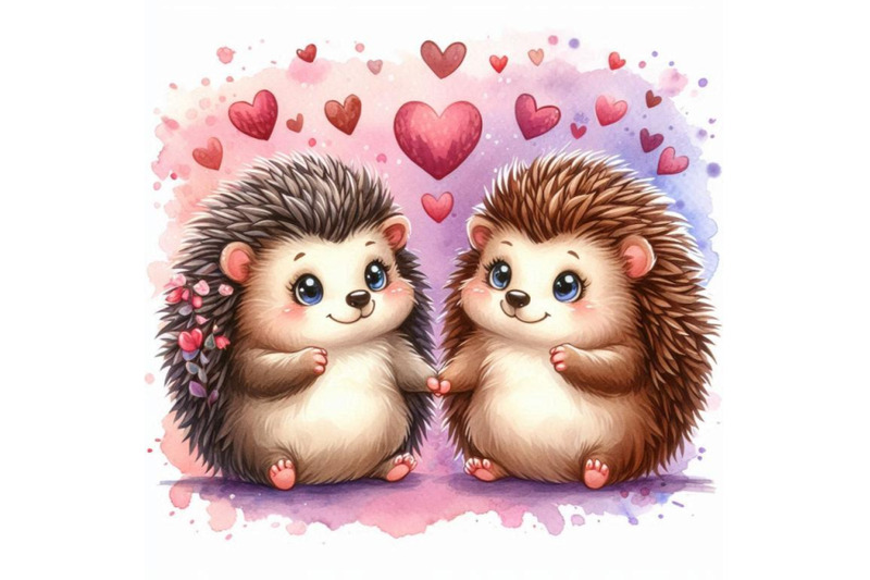 two-hedgehogs-holding-hands-on-valentines-day-watercolor-background