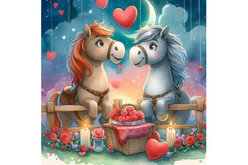 two-horses-nuzzling-on-a-romantic-valentines-day-evening-watercolor-b