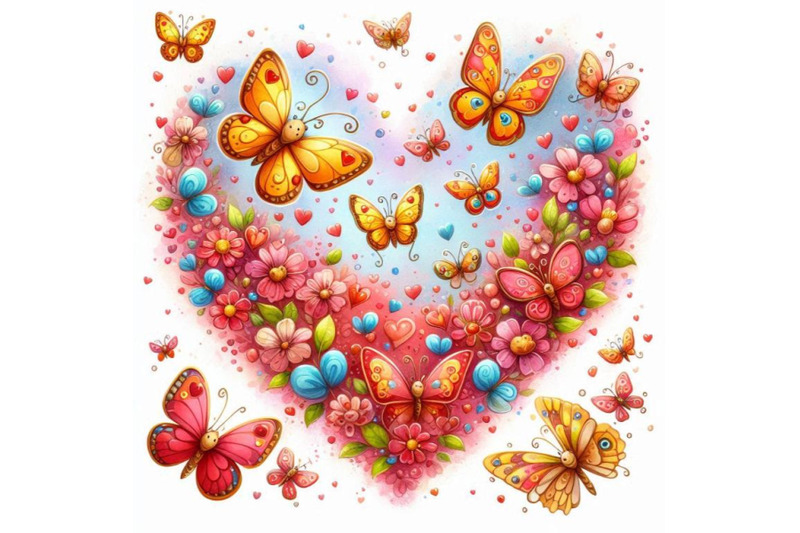 valentines-day-butterflies-flying-in-a-heart-shaped-pattern-watercolo