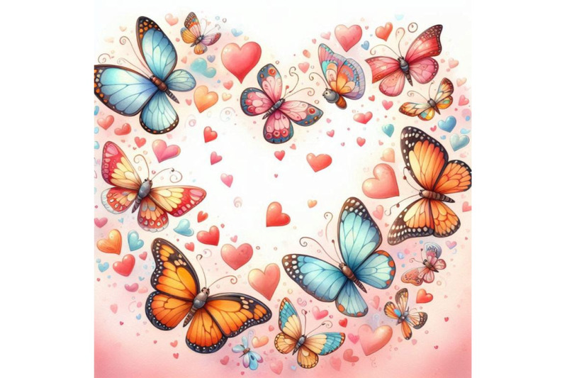 valentines-day-butterflies-flying-in-a-heart-shaped-pattern-watercolo