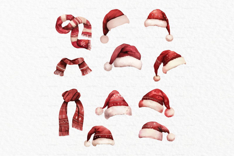 santa-hat-animals-christmas-watercolor-clipart-png