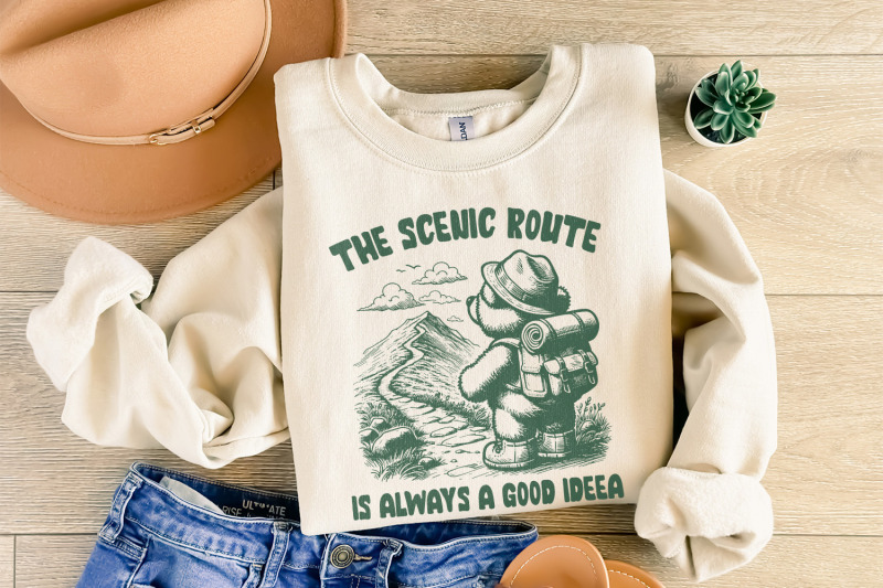 the-scenic-route-is-always-a-good-ideea-png-trendy-png-hiking-shirt