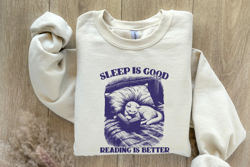 sleep-is-good-but-reading-is-better-png-trendy-bookish-cat-book-love