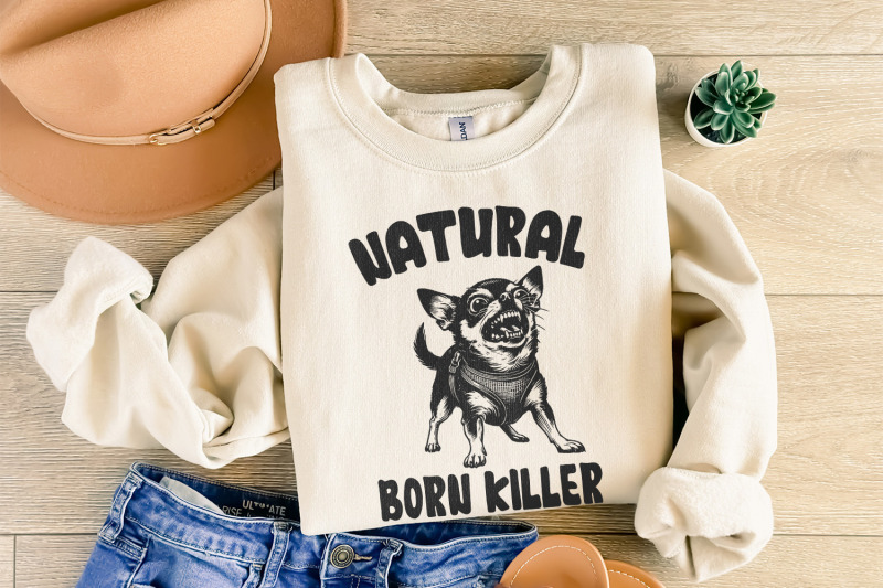 born-killer-chihuahua-png-clipart-funny-dog-art-vintage-dog-illustra