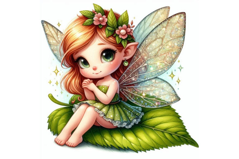 tiny-2d-fairy-sitting-on-a-leaf-with-her-sparkling-wings