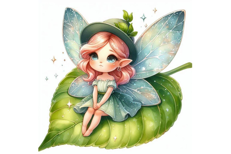 tiny-2d-fairy-sitting-on-a-leaf-with-her-sparkling-wings