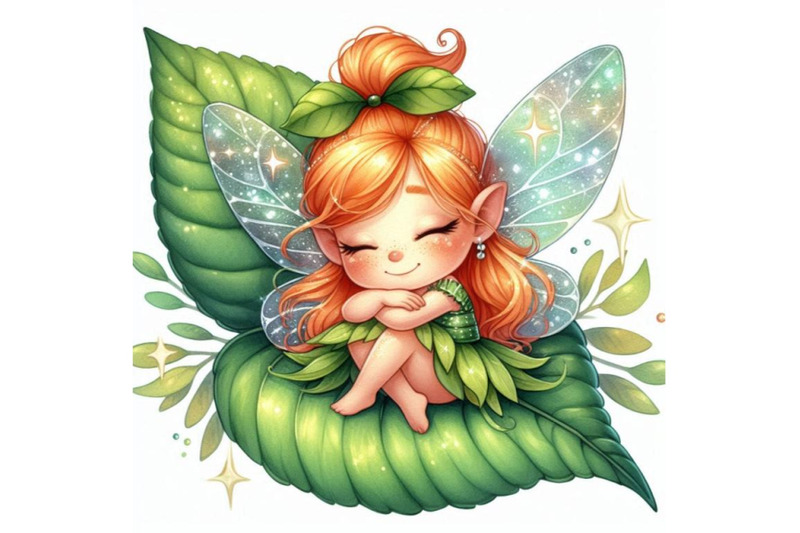 tiny-2d-fairy-sitting-on-a-leaf-with-her-sparkling-wings