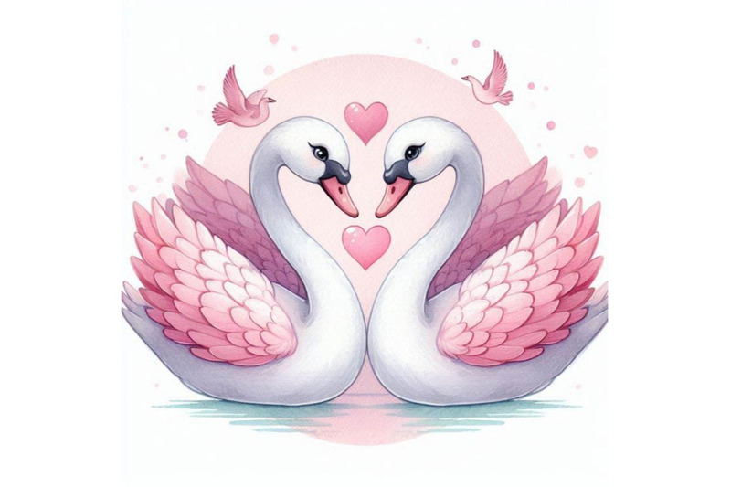 a-couple-of-pastel-pink-swans-forming-a-heart-with-their-necks