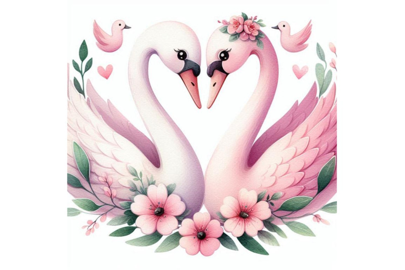 a-couple-of-pastel-pink-swans-forming-a-heart-with-their-necks