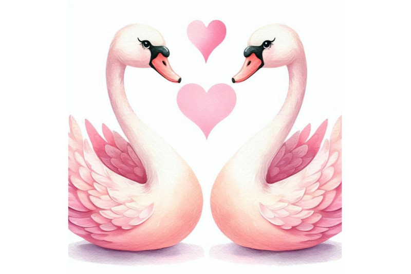 a-couple-of-pastel-pink-swans-forming-a-heart-with-their-necks