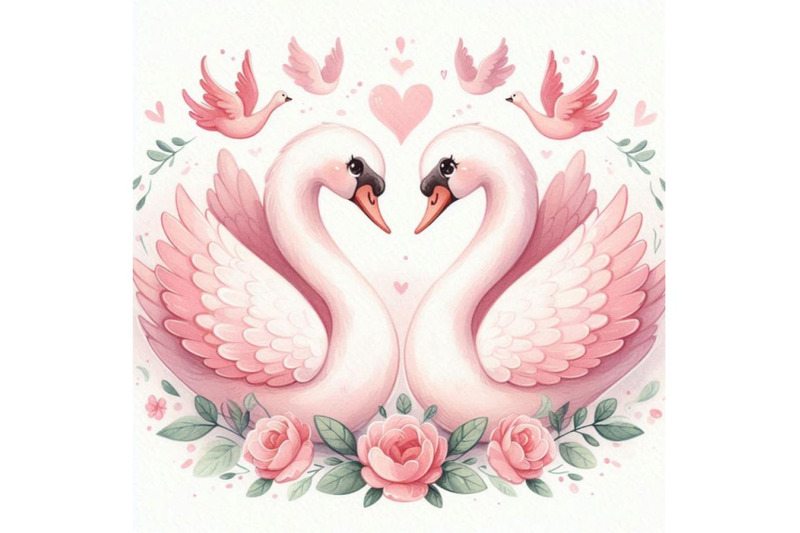 a-couple-of-pastel-pink-swans-forming-a-heart-with-their-necks