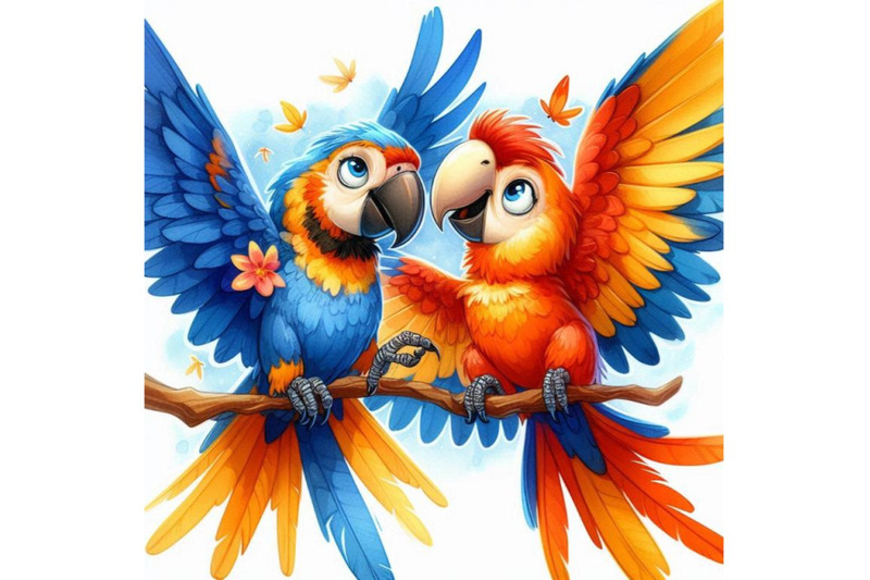 two-cheerful-macaws-sharing-a-playful-moment-in-flight